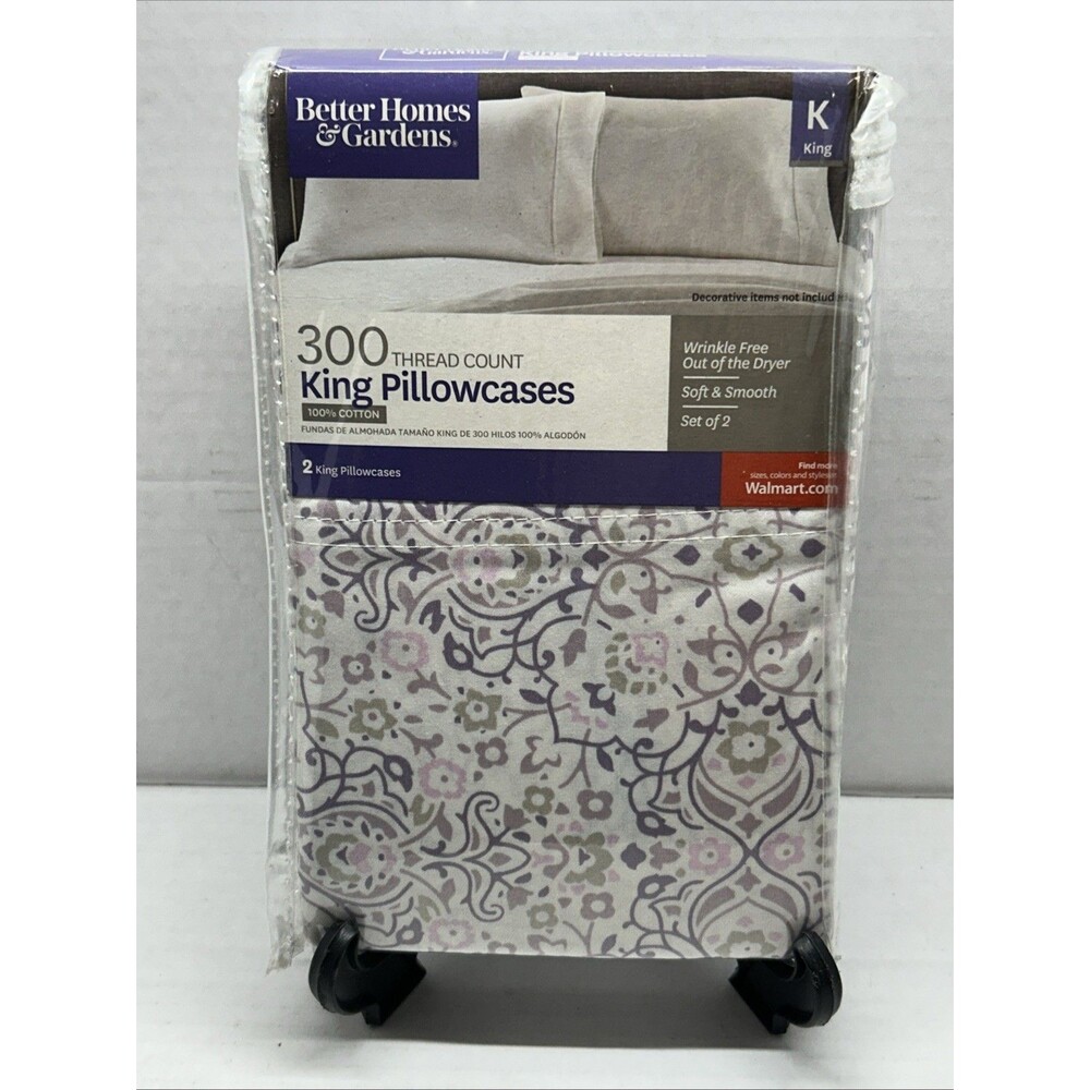 300 Thread Count King Pillowcases Better Homes & Gardens Purple Medallion